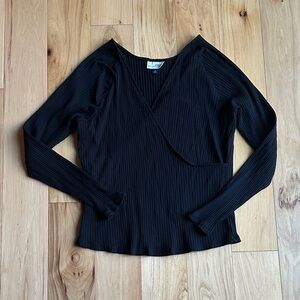 Universal Thread | Black Ribbed Wrap Long Sleeve Top - 1X